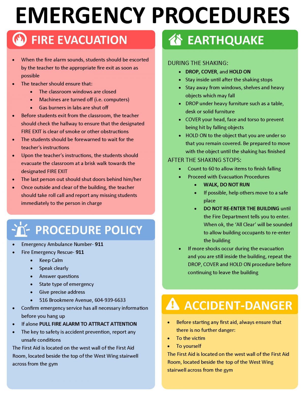 Fire & Earthquake Procedures